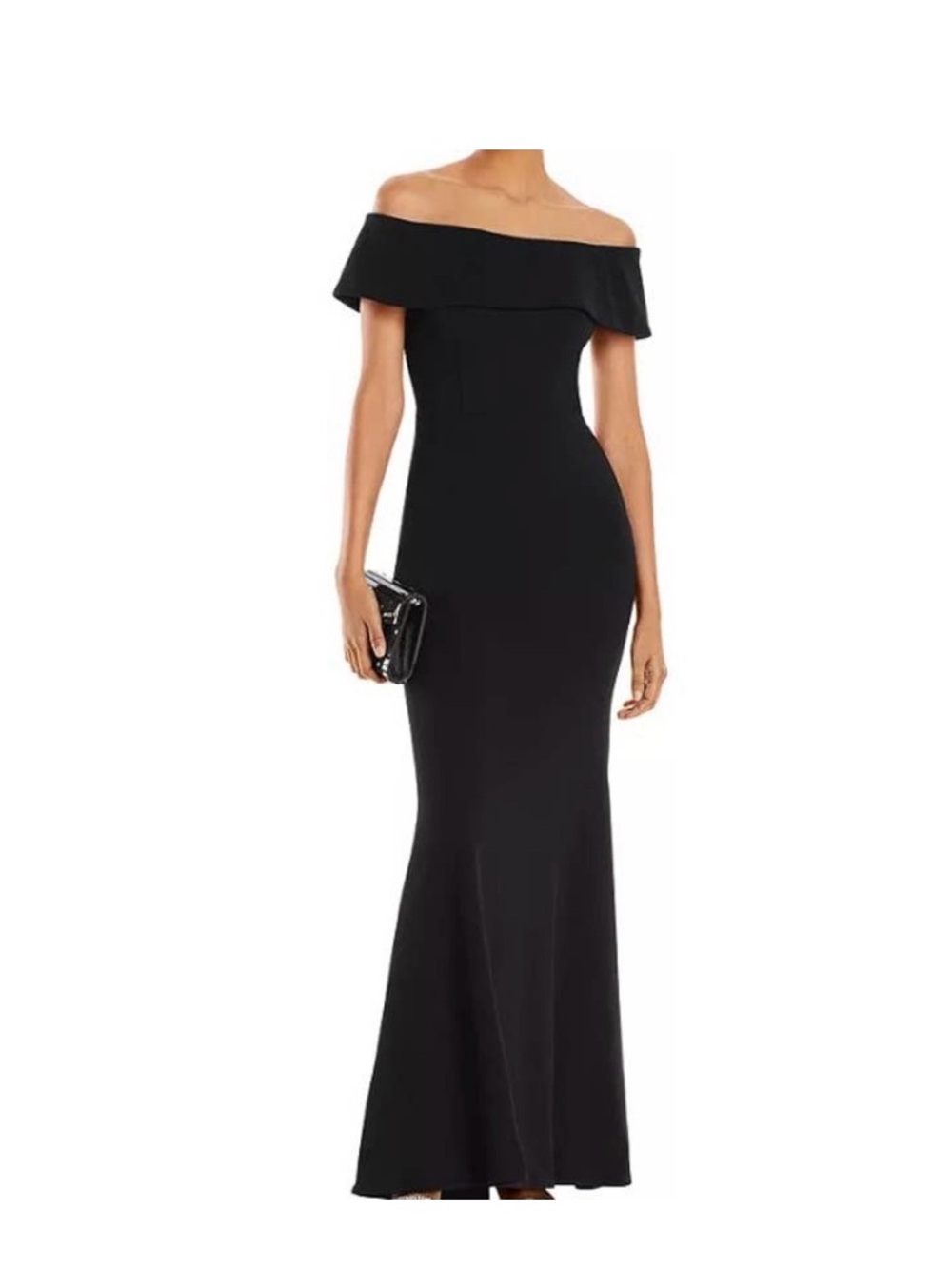AQUA Black off the shoulder Gown